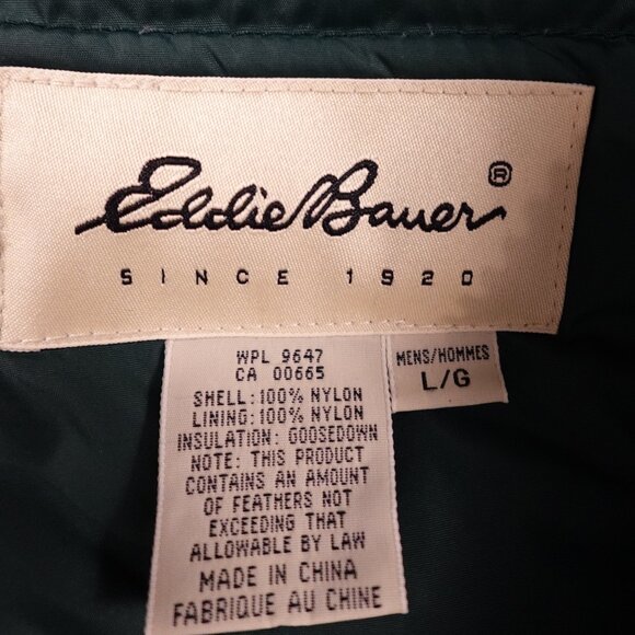 Eddie Bauer Goose Down Jacket Men’s L Green/Navy Vintage 90s Outdoor - Picture 2 of 13